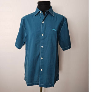 NWT *Tommy Bahama* Men's 100% Cotton Button Down Ink Blue S/S Shirt S  $99.50